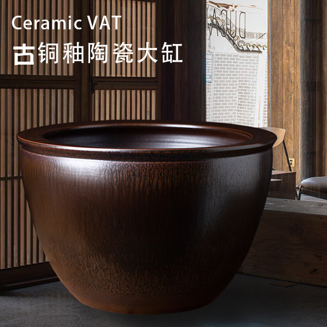 景德镇陶瓷鱼缸办公室客厅摆件水缸庭院大缸养金鱼盆锦鲤缸乌龟缸