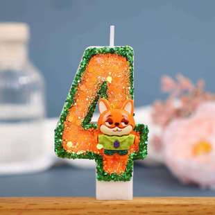 ins风创意高级数字生日蜡烛蛋糕氛围感疯狂动物城2尼克朱迪男女孩