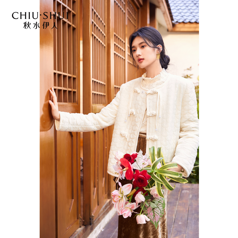 秋水伊人新中式丝绒国风短外套