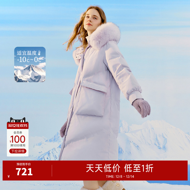 蓬松保暖连帽羽绒服秋水伊人高领