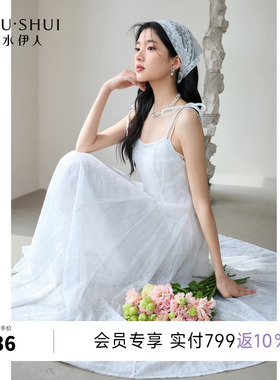 秋水伊人气质网纱蕾丝白色连衣裙2026年夏季新款时尚减龄超火裙子