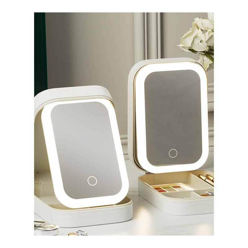 随身携带镜子台式带灯折叠智能