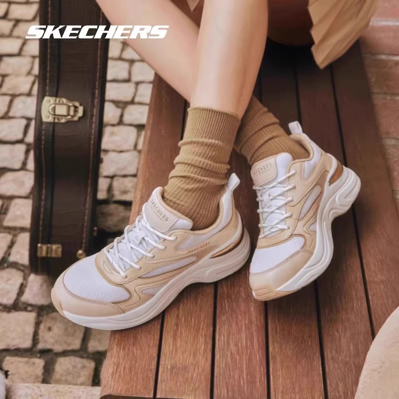 Skechers斯凯奇跑步鞋女夏季2025年新款复古设计感潮流鞋177565