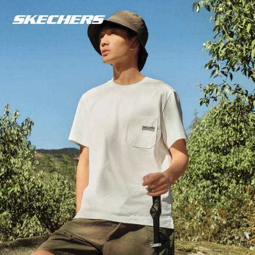 Skechers斯凯奇男款梭织短袖T恤