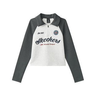 T恤衫 长袖 L125W005 半拉链卫衣短款 Skechers斯凯奇2025春女款