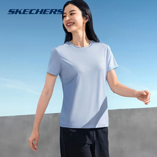 舒适柔软健身速干圆领T恤P224W043 女短袖 Skechers斯凯奇正品 夏季