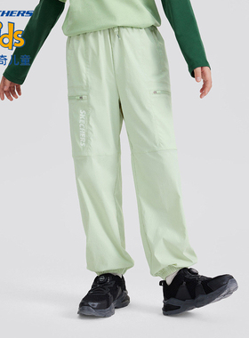Skechers斯凯奇春新款儿童梭织长裤中大童休闲运动户外裤P124K034