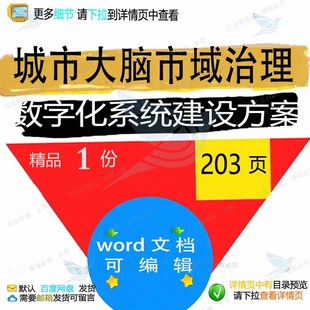 城市大脑市域治理数字化系统建设方案相关方数字建设系统方案案
