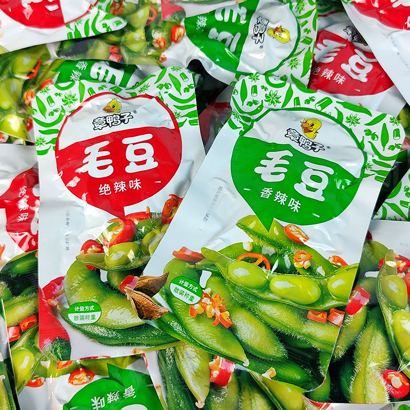 章鸭子毛豆香辣味500g【约18包】休闲麻辣小吃零食下饭菜卤味熟食