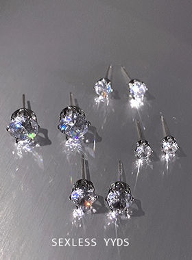 yyds！爆闪锆石耳骨钉养耳洞防过敏耳饰S925纯银耳钉女高级感耳环