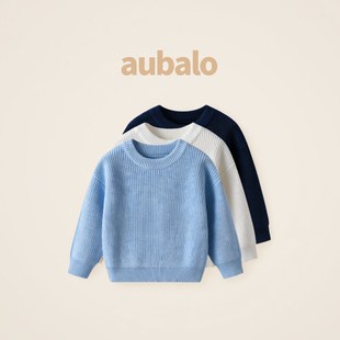 aubalo 女童粗线套头毛衣秋冬季新款2025儿童宽松圆领打底针织衫