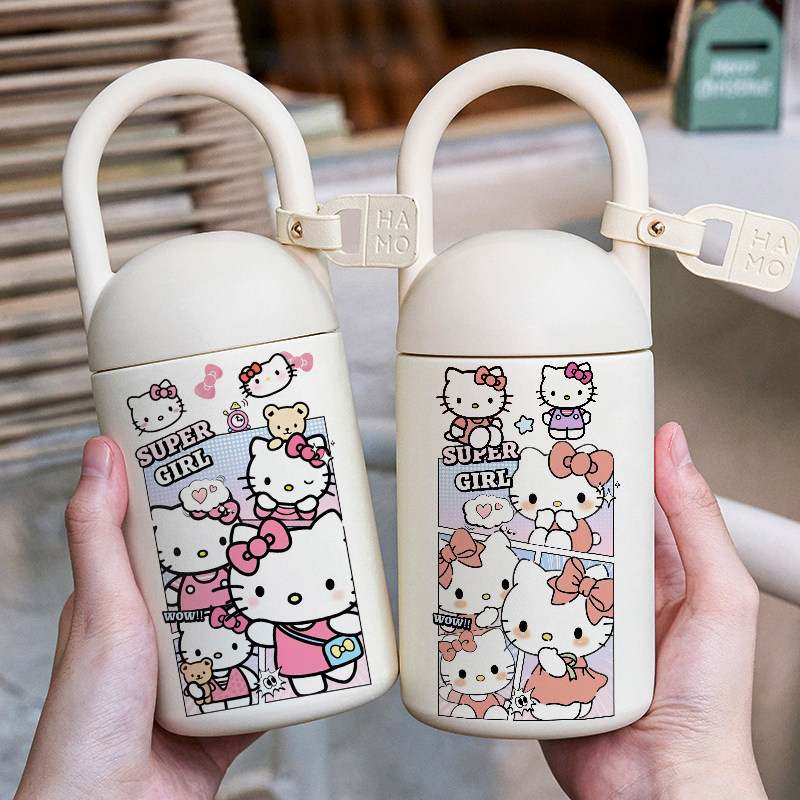 粉色凯蒂猫可爱新款保温杯卡通女款316不锈钢水杯子学生便携保冷