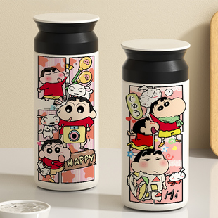 蜡笔小新保温杯304真空水杯子卡通情侣款创意一对可爱高颜值闺蜜