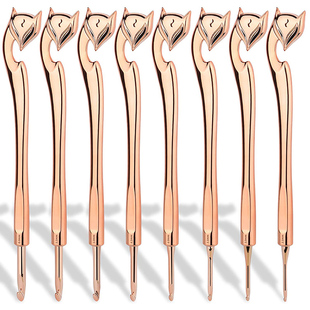 狐媚柄玫瑰金钩针手工编织毛衣勾针工具套装创意狐狸手柄2.5mm6mm