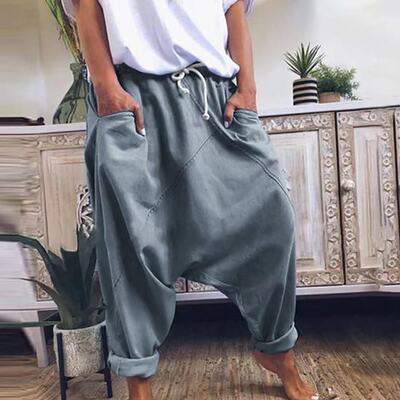 时尚女士 系带低腰垮裤 Fashion Lace Up Low Waist Harem Pants