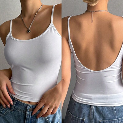 new interior slim fit sexy top solid color backless vest
