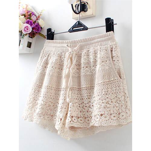 Resort-inspired cutout knit shorts波西米亚度假风镂空针织短裤