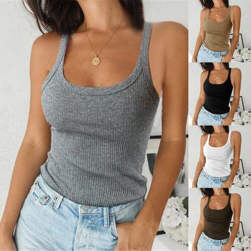 Women Sleevelss Vest Knitted Tank Tops Casual Basic Camisole