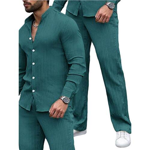 Long-sleeved shirt sports outfit青年长袖衬衫男休闲裤运动套装