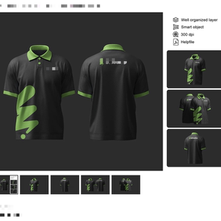 时尚 模型效果图展示智能贴图PSD样机素材 翻领短袖 T恤工作服Polo衫