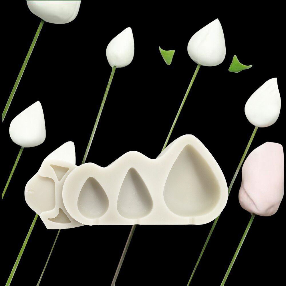 仿真叶子百合花翻糖硅胶模具干佩斯糖艺工具树叶纹理压花硅胶模具