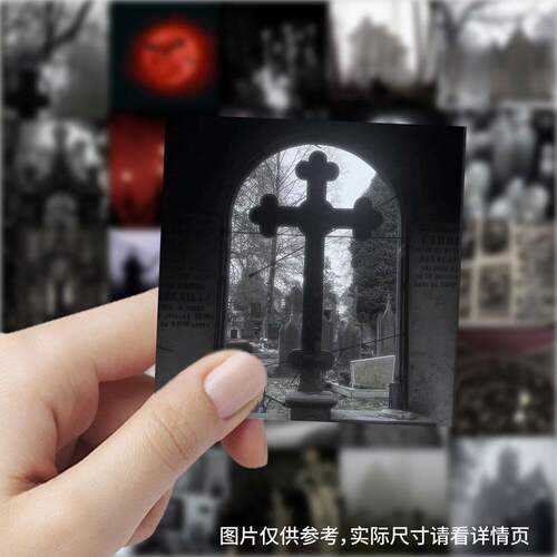 177张哥特风贴纸亚文化梦核小众暗黑复古教堂ins风创意手账本贴画