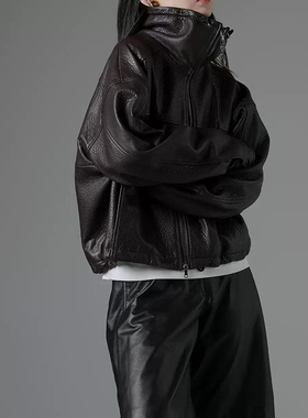 2025秋季新款优雅复古 气质显贵时髦泡皮羊皮夹克皮衣外套女短款
