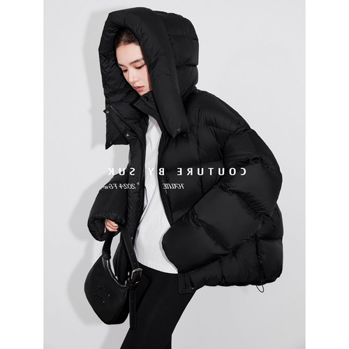 泡芙鹅绒保暖羽绒服女宽松中长款