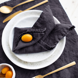 外贸清仓纯亚麻水洗质感西餐巾餐垫茶巾杯垫美食摄影背景拍照道具