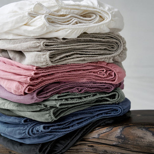 纯亚麻床笠防滑固定床罩防尘透气干爽吸湿纯色舒适床垫套单件定制