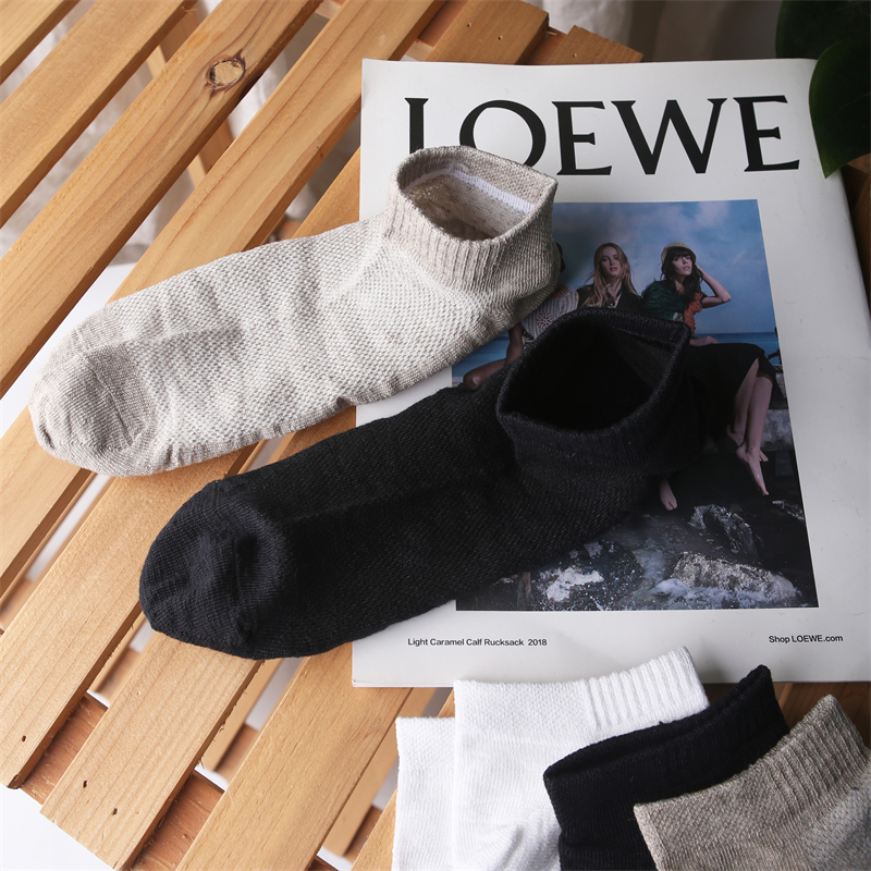 亚麻男女袜子纯色吸汗高腰低腰