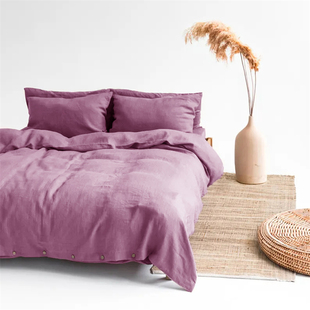 轻奢高级感纯色亚麻四件套床笠款 双人床床单枕套被套床上用品定制