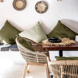 现代简约风纯色客厅夏季 沙发抱枕套飘窗靠垫靠背含芯方形靠枕定制