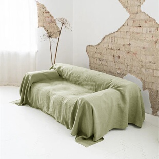 100%亚麻布艺纯色北欧风客厅沙发盖布家用沙发毯万能盖巾定制尺寸