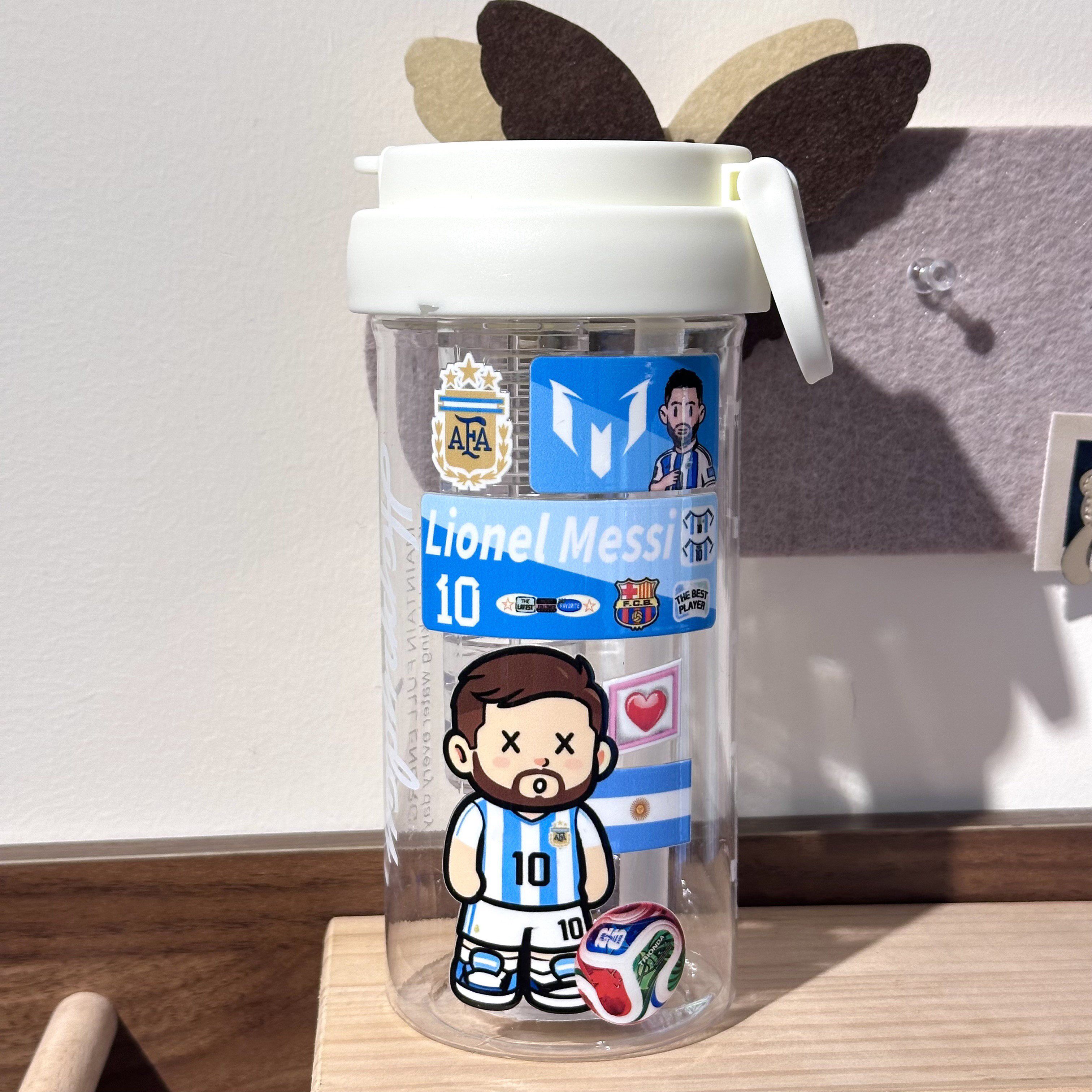 阿根廷梅西训练运动学生葡萄牙足球皇马运动水杯吸管杯子600ml