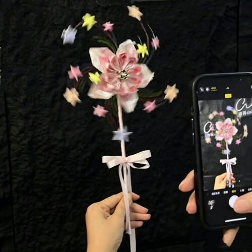 【有钱花旋转小风车】会动的星星手拿棒手工diy材料包送朋友礼物