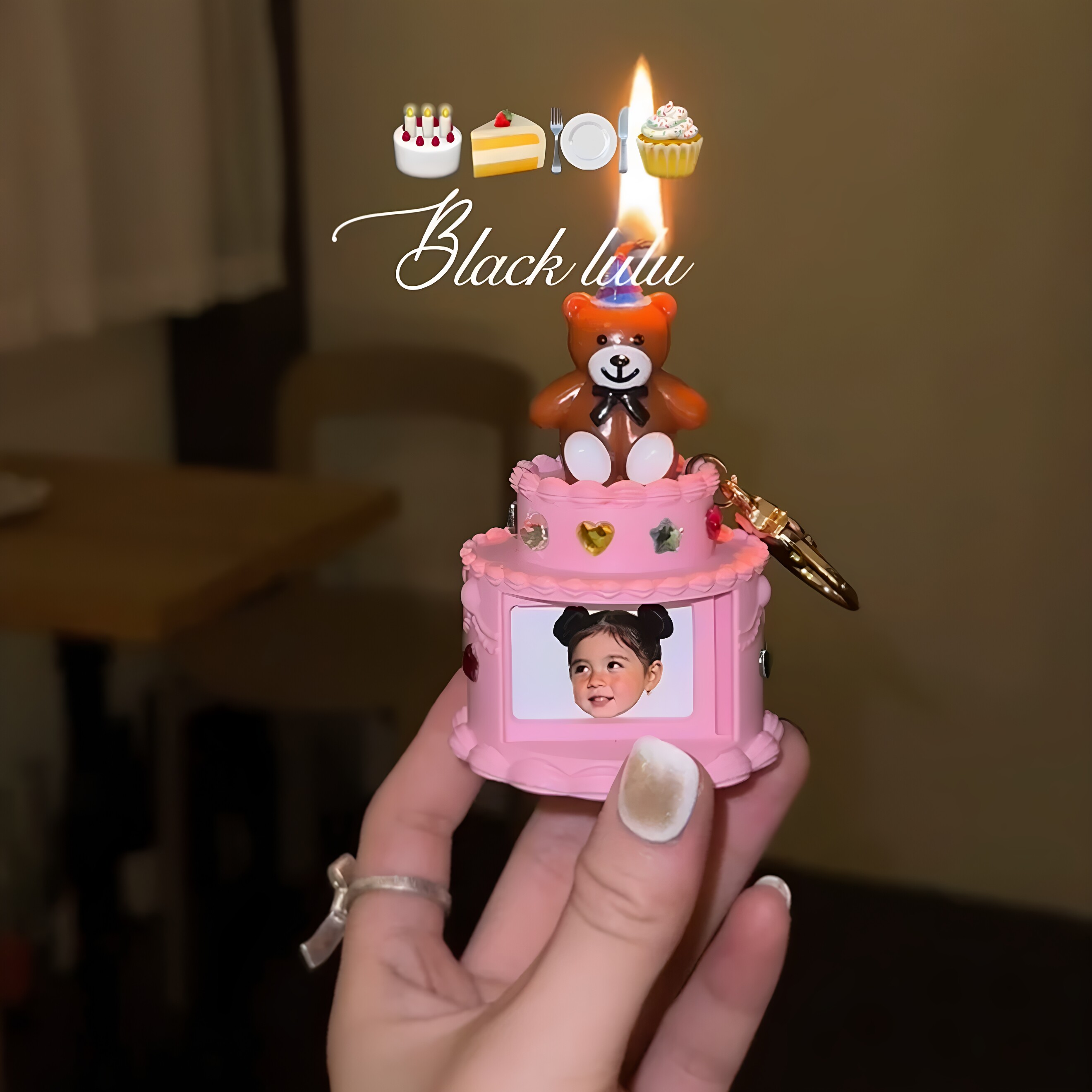 宝石蛋糕造型相框挂件可替换相片展示钥匙链少女心背包挂饰小礼物