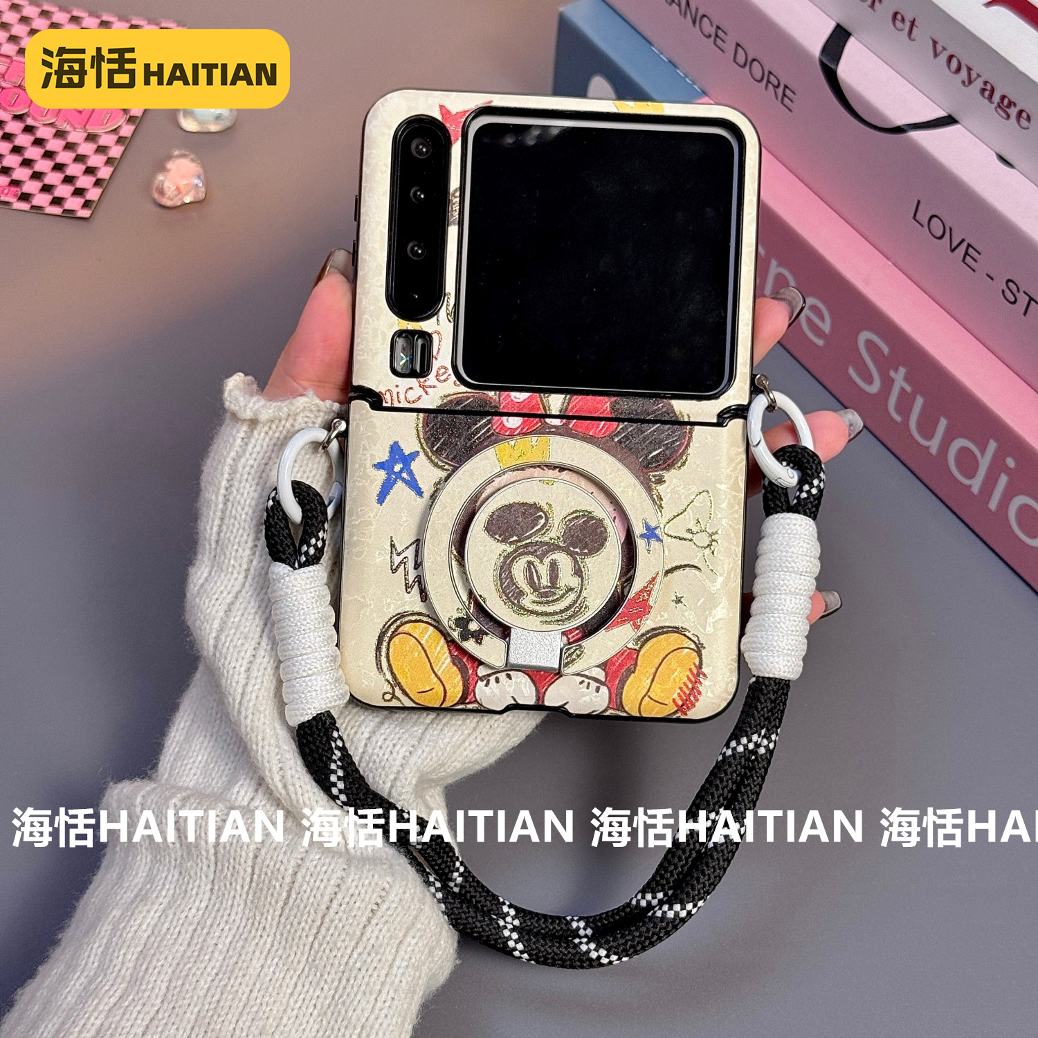 新款拉布布米奇护轴折叠屏手机壳