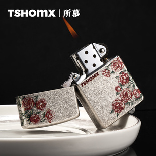 tshomx煤油防风打火机热恋玫瑰送男友生日礼物创意定制高颜值正品