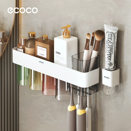 ecoco免打孔壁挂磁吸漱口杯牙刷
