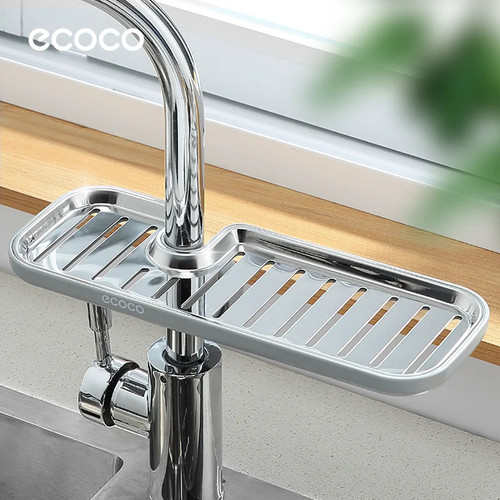 ecoco免打孔不锈钢水龙头沥水架