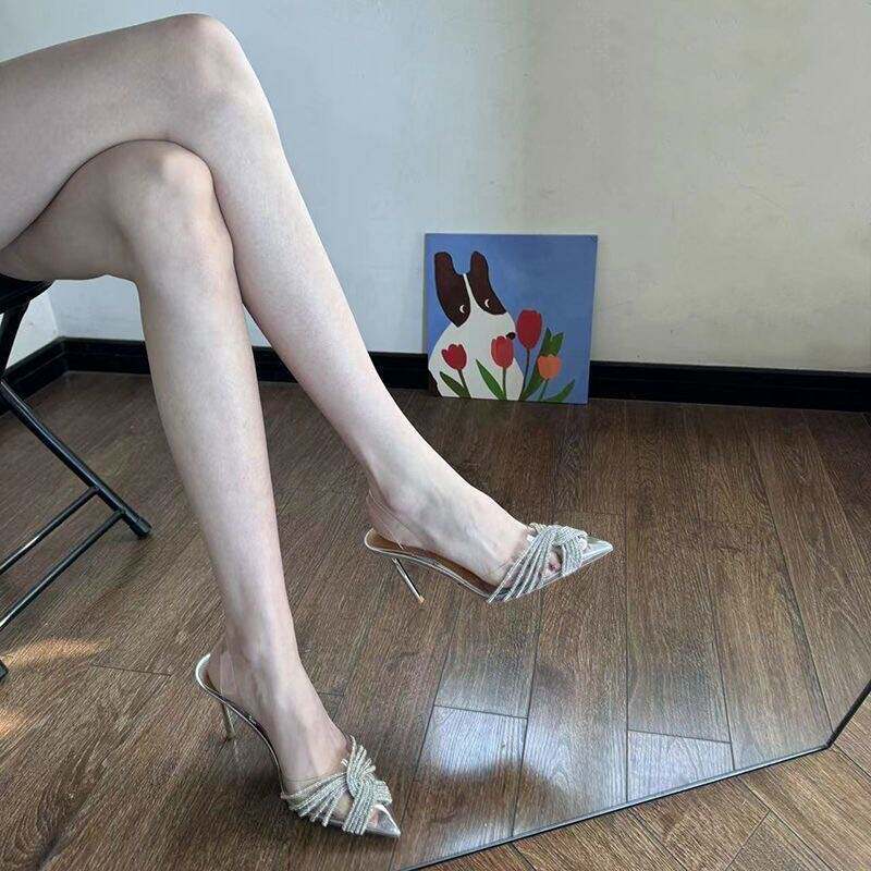 PVC透明凉鞋鱼嘴水钻高跟鞋2026年春夏新款仙女风一字带时尚女鞋