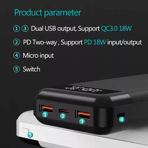 Ferising Led 10000mah 2000mah Power Bank Portable Charger U