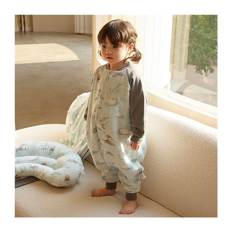 721星球竹棉纱布婴幼儿睡袋四季通用长袖分腿睡袋宝宝防踢被