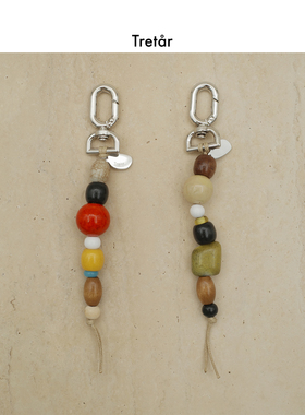 Tretar 复古撞色串珠木珠挂链 钥匙链 挂饰包链