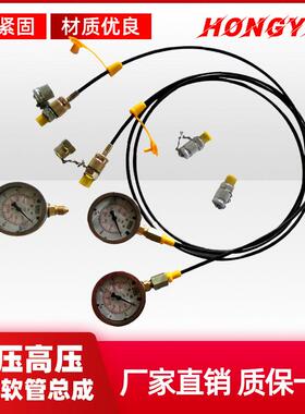 高压测压软管总成63MPA压力表测试液压油管接头DN2/3*6测压管接头