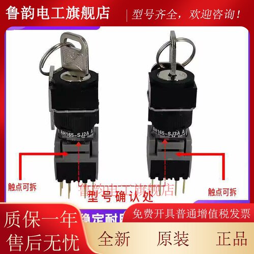 二三档钥匙选择按钮开关AH165-SJ2A AH164-SJ2A SJ3A 11A B