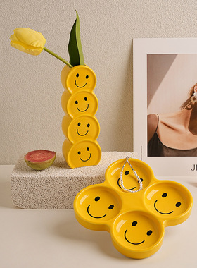 陶瓷笑脸置物架玄关装饰