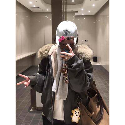 张九亿雕WWH棉服女冬新款棉季衣加绒派克服小个子座短款棉山袄厚