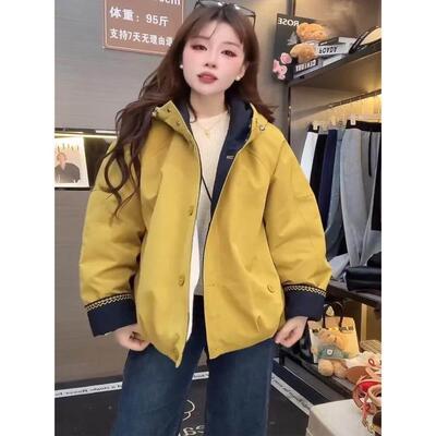 加绒加冬厚锋衣外套女20NTZ25秋季新款小个子闲宽松冲显瘦保暖棉